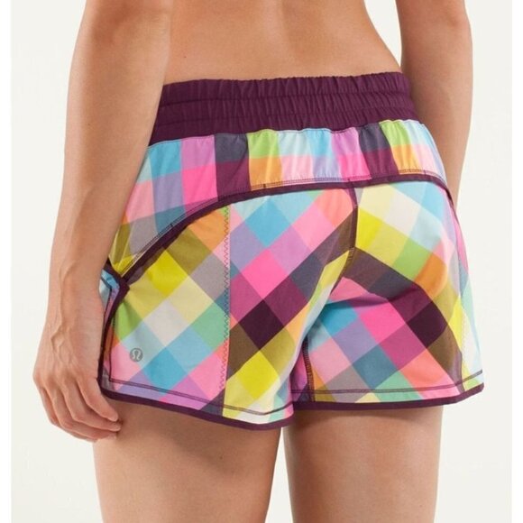 Lululemon Shake & Break Sea Check Multi & Plum Athletic Shorts 4 - Picture 1 of 5